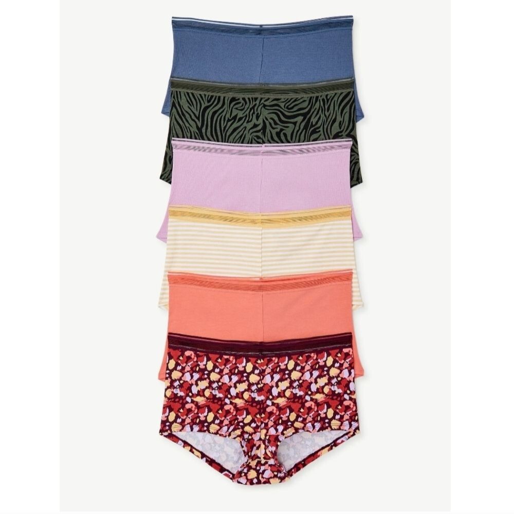 Joyspun Women's Cotton Boyshort Panties, 6-Pack, Size XXL
